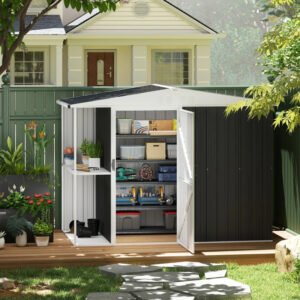 8 X 4ft Outdoor Garden Shed, Metal Shed With Air Vents And Lock For Backyard, Garden, Patio, Dark Gray - Image 5