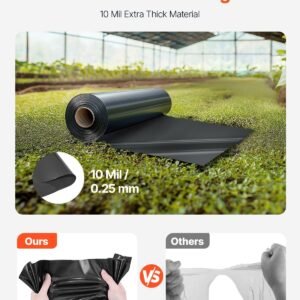 5 X 100 FT Plastic Sheeting Heavy Duty, 10Mil Thick Plastic Sheeting Roll, Plastic Drop Cloth Painters Tarp, Polyethylene Covering For Crawl Space Vapor Barrier, Multi-Purpose, Black - Image 5