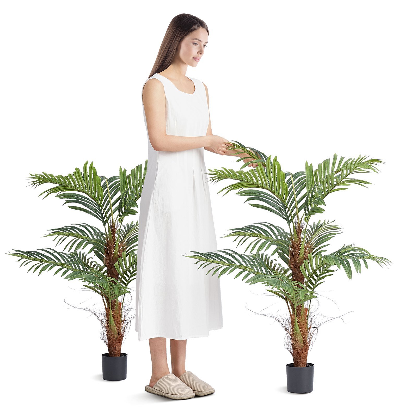 Artificial Palm Tree, 4 FT Tall Faux Plant, Secure PE Material & Anti-Tip Tilt Protection Low-Maintenance Plant, Lifelike Green Fake Tree For Home Office Warehouse Decor Indoor Outdoor - Image 1