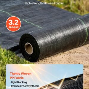 Weed Barrier Fabric Heavy Duty, 1.4x50FT 3.2oz Landscape Fabric, Woven Weed Blocker Fabrics, Garden Fabrics Weeds Barrier, Weeds Control Ground Cover, Geotextile Webbing, Gardening Mat, Black - Image 3