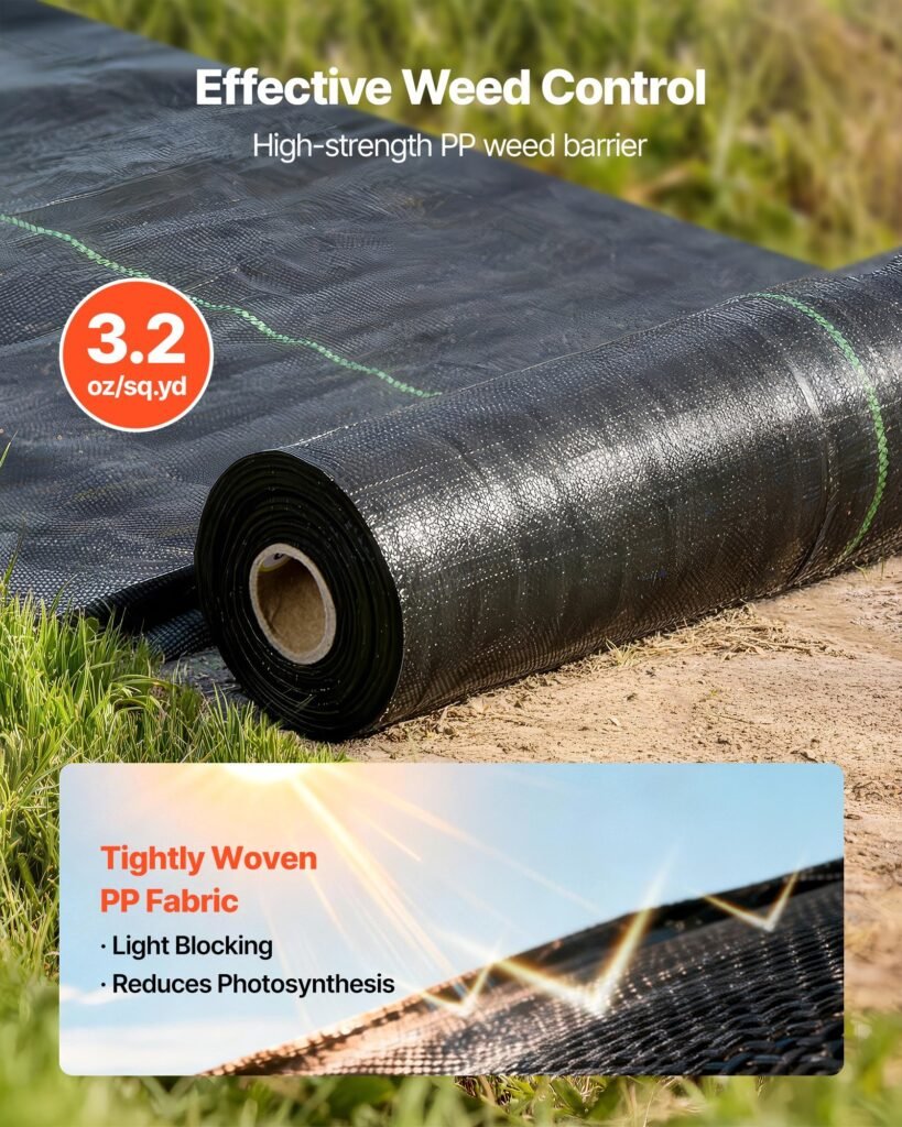 Weed Barrier Fabric Heavy Duty, 1.4x50FT 3.2oz Landscape Fabric, Woven Weed Blocker Fabrics, Garden Fabrics Weeds Barrier, Weeds Control Ground Cover, Geotextile Webbing, Gardening Mat, Black