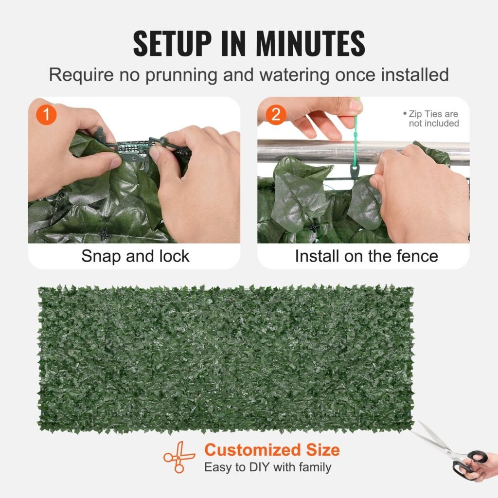 Ivy Privacy Fence, 59 X 158in Artificial Green Wall Screen, Greenery Ivy Fence W/ Mesh Cloth Backing And Strengthened Joint, Faux Hedges Vine Leaf Decoration For Outdoor Garden, Yard, Balcony
