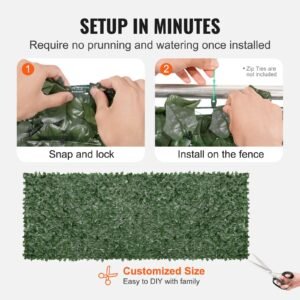 Ivy Privacy Fence, 59 X 158in Artificial Green Wall Screen, Greenery Ivy Fence W/ Mesh Cloth Backing And Strengthened Joint, Faux Hedges Vine Leaf Decoration For Outdoor Garden, Yard, Balcony - Image 3