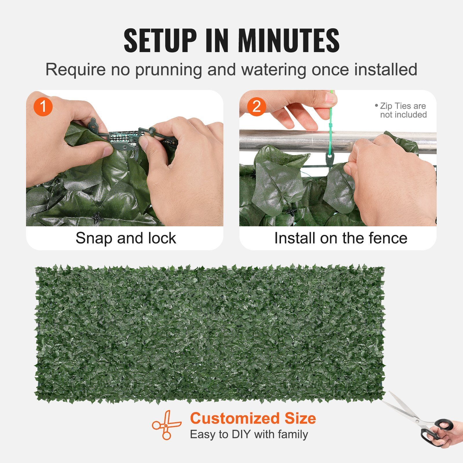 Ivy Privacy Fence, 59 X 158in Artificial Green Wall Screen, Greenery Ivy Fence W/ Mesh Cloth Backing And Strengthened Joint, Faux Hedges Vine Leaf Decoration For Outdoor Garden, Yard, Balcony - Image 3