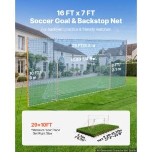 Soccer Goal 16 X 7 FT Soccer Goal For Backyard With Iron Frame PE Net, Durable Backstop, Target Net, Ground Stakes, Ropes, For Youth & Adults, Outdoor Sports, Backyard Games, Practice Training - Image 5
