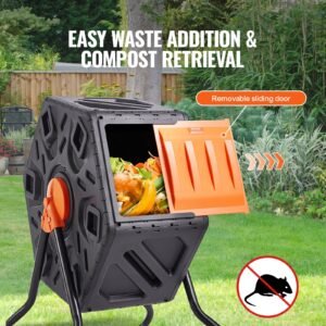 Compost Bin, 18.5-Gal Composting Tumbler, Compact Single Rotating Chamber With Sliding Door And Steel Frame, BPA Free  Small Composter Bin Tumbler For Garden, Kitchen, Yard, Outdoor - Image 5