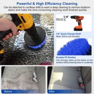 3Pcs Per Set Drill Brush Power Scrubber Cleaning Brush For Car Carpet Wall Tile Tub Cleaner Combo Brush Only - Image 5