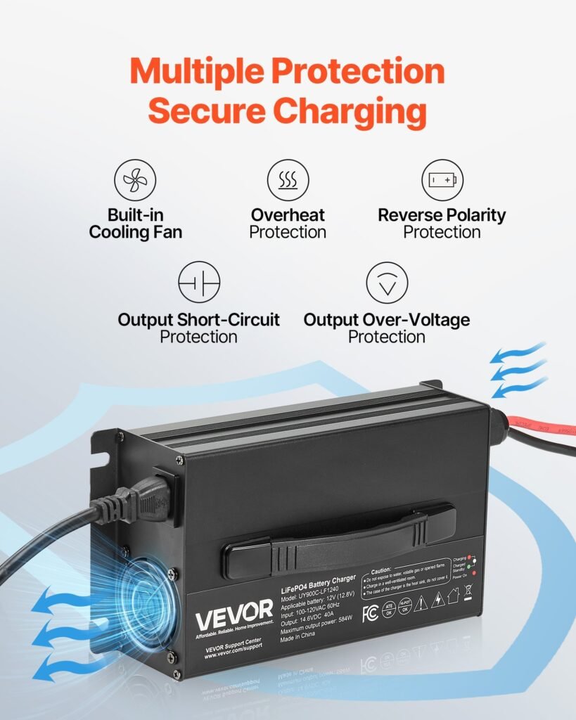 12V 40A Lithium Battery Charger 14.6V AC-DC LiFePO4 Smart Charger For RV