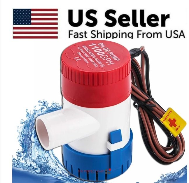 1100GPH 12V Electric Marine Submersible Bilge Sump Water For Boat 3 4Hose
