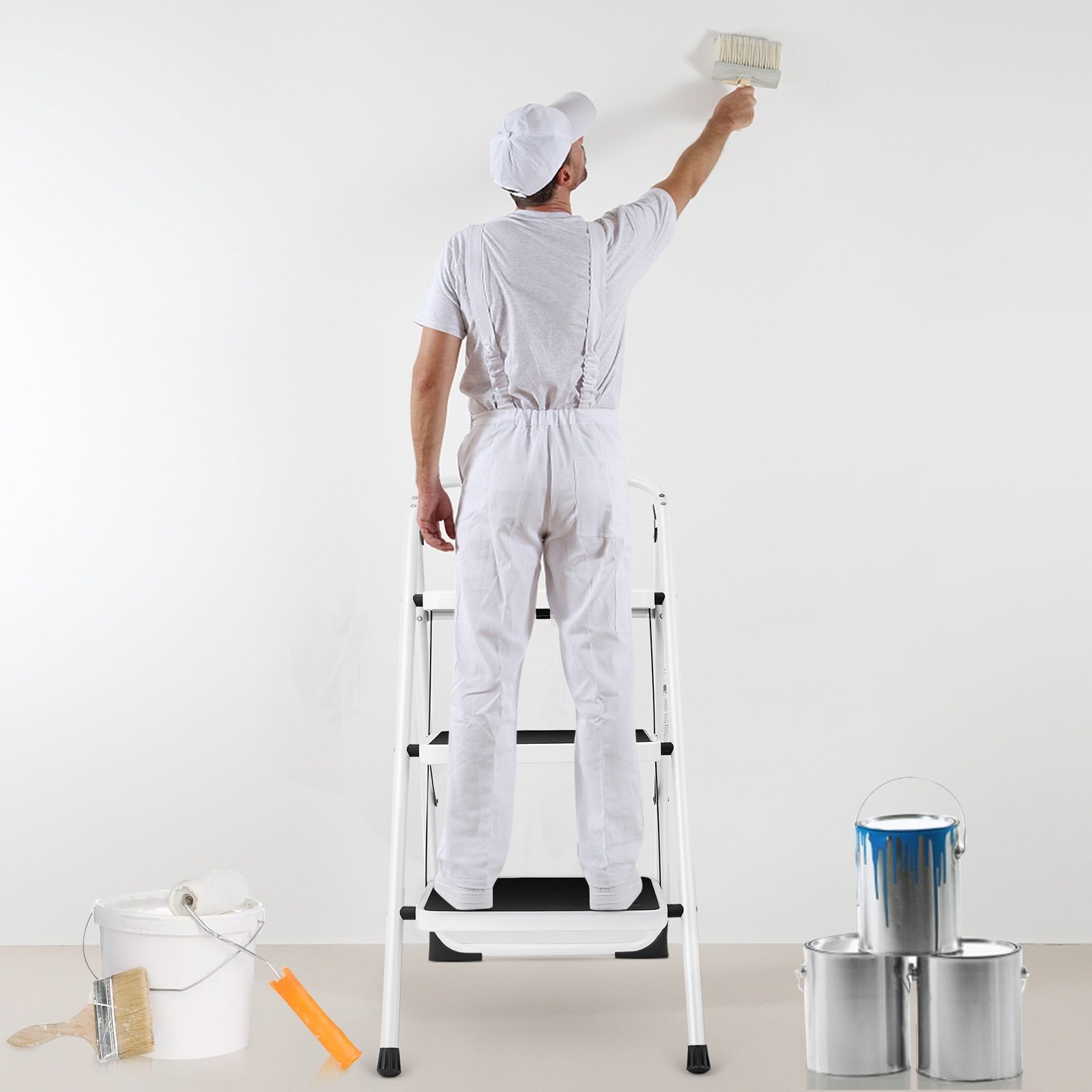 Folding 3-Step Ladder With Handgrip And Anti-Slip Platform - Image 7