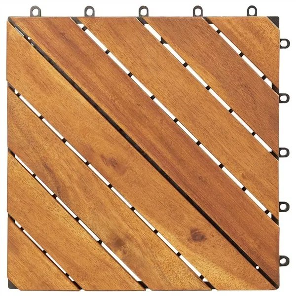 10PC 12inch*12inch High-quality Acacia Wood Modular Flooring, Model 08, Is Easy To Install And Enhances Your Home's Elegance And Comfort.
