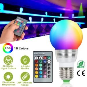 16 Colors Change LED Bulbs E27 3W RGB Dimmable Mood Lighting Lamp IR Remote Control - Image 1