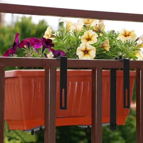 Adjustable Heavy-Duty Iron Planter Bracket - 6.1-11.6' Extendable Tray & 2.36-6.9' Two-Level Adjustable Hook