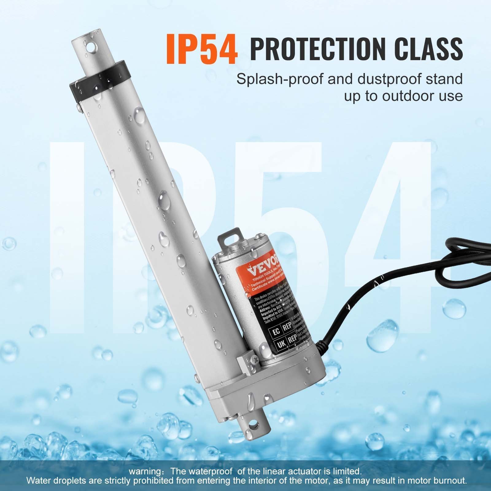 Linear Actuator 12V, 6 Inch High Speed 0.55'/s Linear Actuator, 220lbs/1000N Linear Motion Actuator With Mounting Bracket And IP54 Protection - Image 3