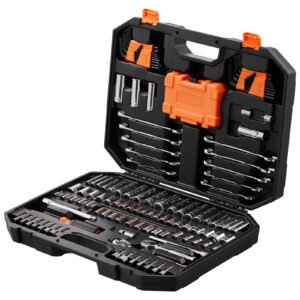VEVOR Mechanics Tool Set And Socket Set,  Drive Deep And Standard Sockets, 145 Pcs SAE And Metric Mechanic Tool Kit With Bits, Combination Wrench, Hex Wrenches, Accessories, Storage Case - Image 1