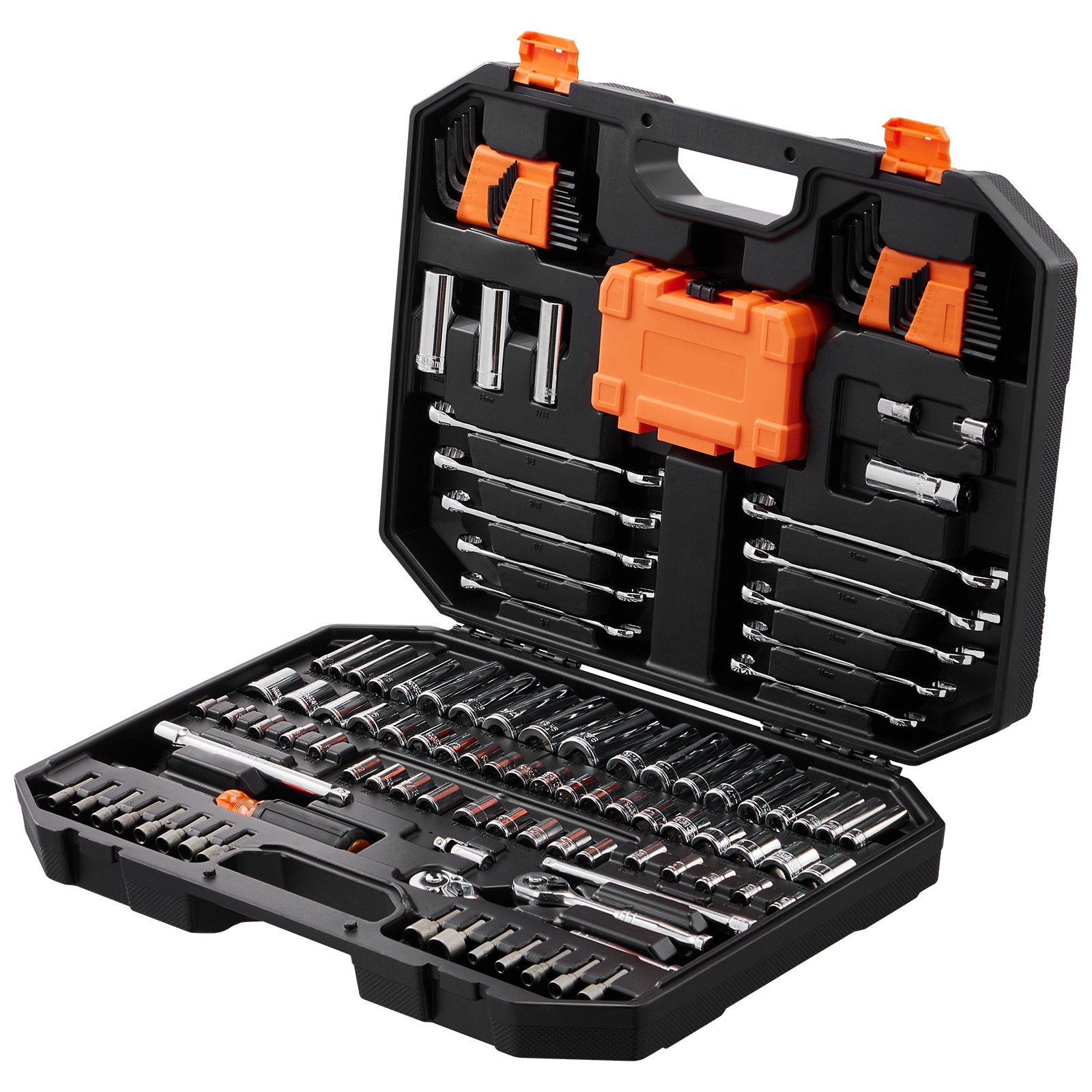 VEVOR Mechanics Tool Set And Socket Set,  Drive Deep And Standard Sockets, 145 Pcs SAE And Metric Mechanic Tool Kit With Bits, Combination Wrench, Hex Wrenches, Accessories, Storage Case - Image 1