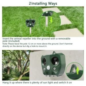 Ultrasonic Animal Repeller Solar Powered Repellent With Motion Sensor LED Flashing Lights - Image 3