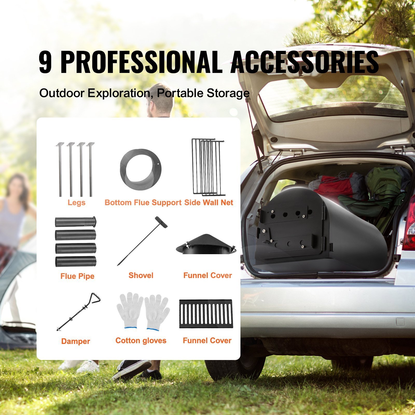 Wood Stove, 118 Inch, Alloy Steel Camping Tent Stove, Portable Wood Burning Stove With Chimney Pipes & Gloves, 3000in³Firebox Hot Tent Stove For Outdoor Cooking And Heating With 8 Pipes - Image 2