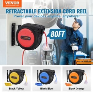 Retractable Extension Cord Reel Power Cord Reel 80FT 12AWG/3C SJTOW - Image 4