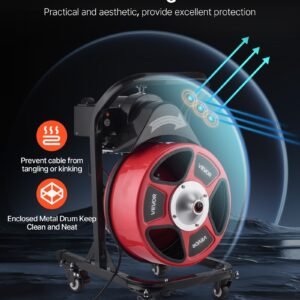 Drain Cleaner Machine 50 FT X 1/2 Inch, Manual Feed Sewer Snake Auger On Wheels - With 4 Cutters & Air-activated Foot Switch For 2" To 6" Pipes - Image 2