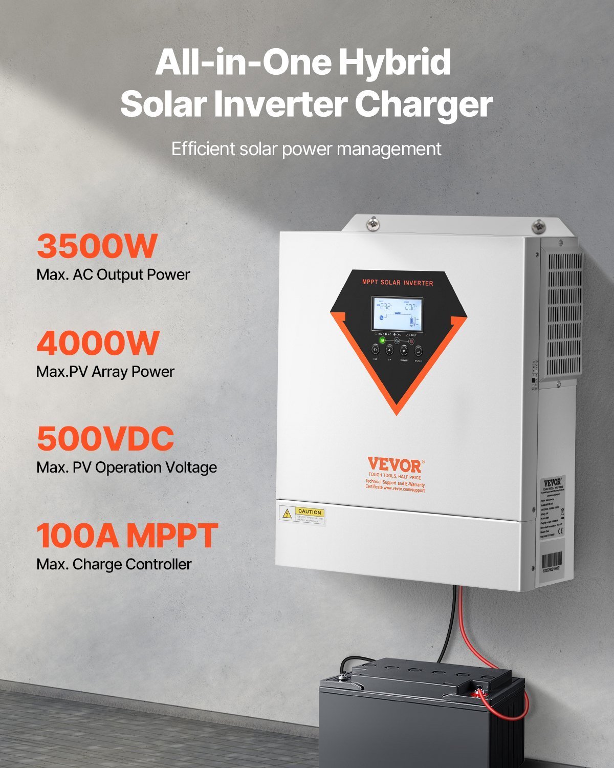Hybrid Solar Inverter Charger 3500W 220/230V With Built-in 100A MPPT Controller - Image 4