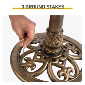 50x36x81cm Antique Bronze Resin Bird Bath With Shell Edge & 1.4W Solar Fountain - Image 2