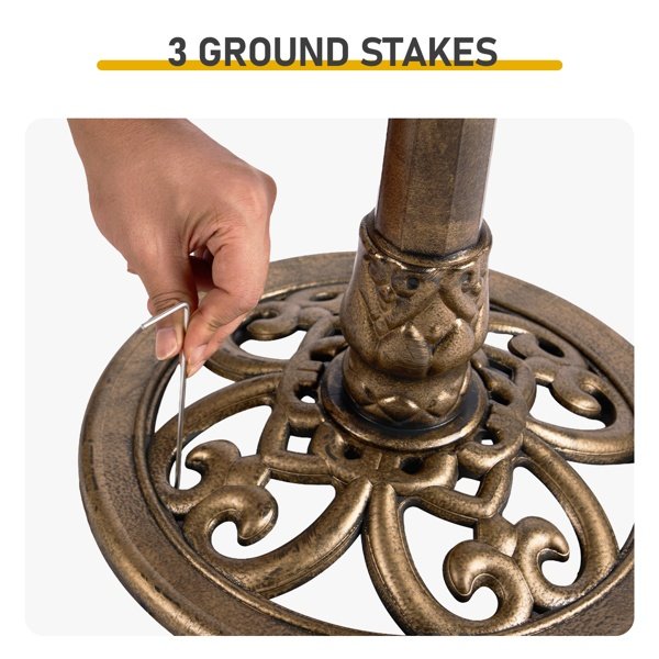 50x36x81cm Antique Bronze Resin Bird Bath With Shell Edge & 1.4W Solar Fountain