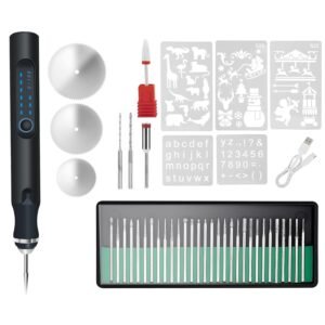 1Set Electric Engraving Pen With 33Pcs Burr Bits 5Pcs Stencils 3 Gears Speed Rechargeable Cordless Professional Engraver Etching Machine For Jewelry Glass Stone Metal Wood - Image 8