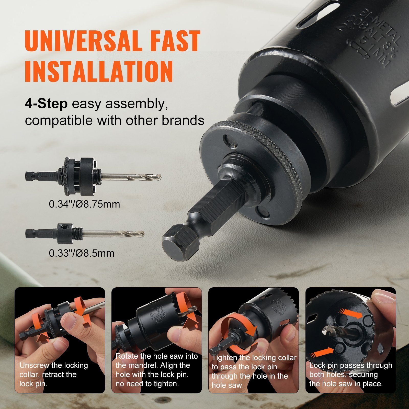 Hole Saw Kit, 18 PCS Saw Blades, 6 Drill Bits, 1 Hex Wrench, General Purpose Size From 3/4' To 4-1/2', Bi Metal M42 Hole Saw Set With Carrying Case, Ideal For Wood Board, Plastic And Iron Plate - Image 4