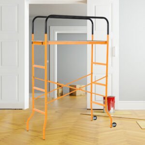 4-Step Steel 4.6 x 2 x 6 ft. Scaffold 2 Wheels Free Moving for Indoor & Outdoor Decoration Anti-Skid, 440 Pound Capacity - Image 1