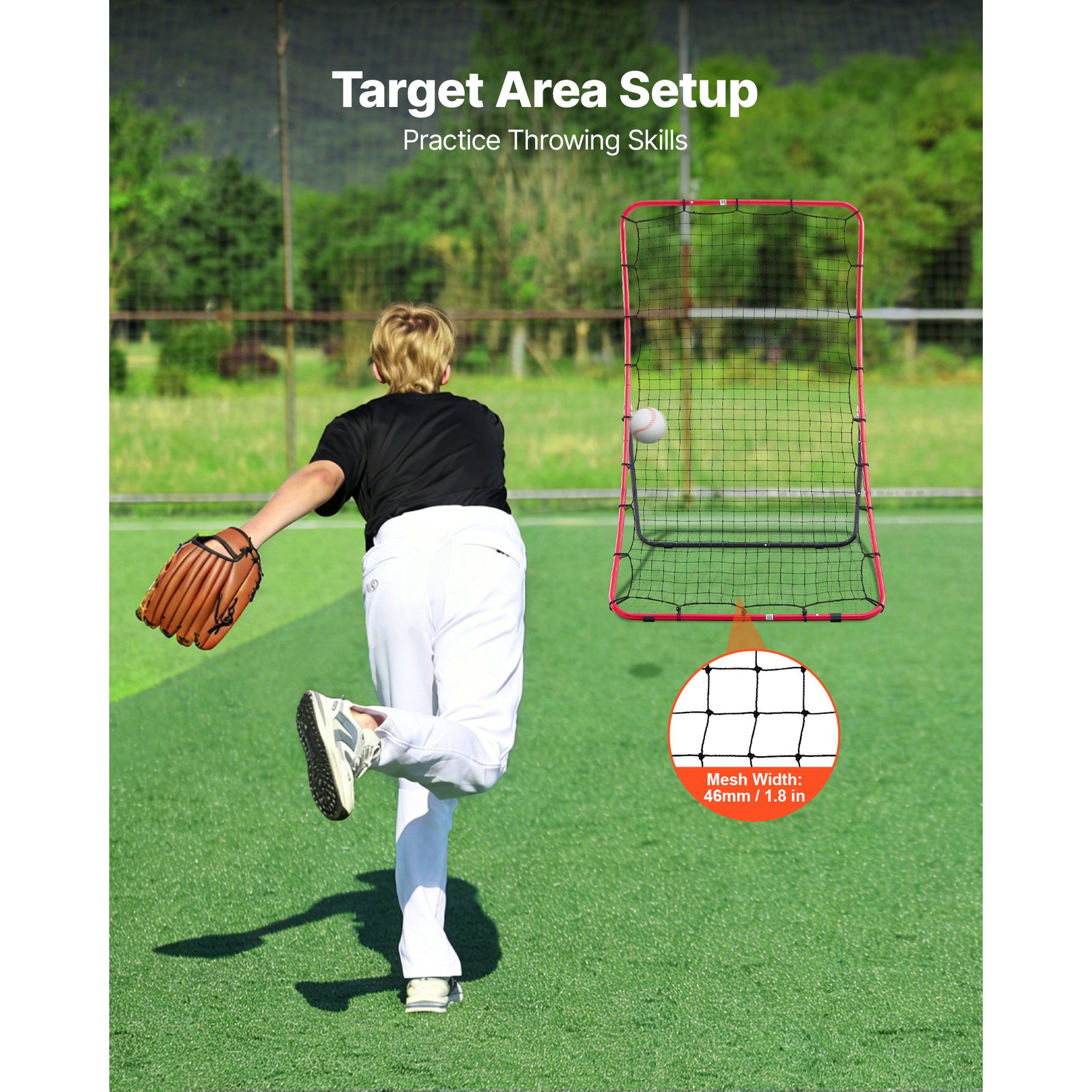 Baseball Softball Rebounder Net 4 X 5.5 Ft Pitch Back Trainer, 5 Adjustable Angles, Heavy-duty Steel Frame, All Angle Bounce Back Net For Pitching & Fielding Training Aid, Return Practice - Image 4