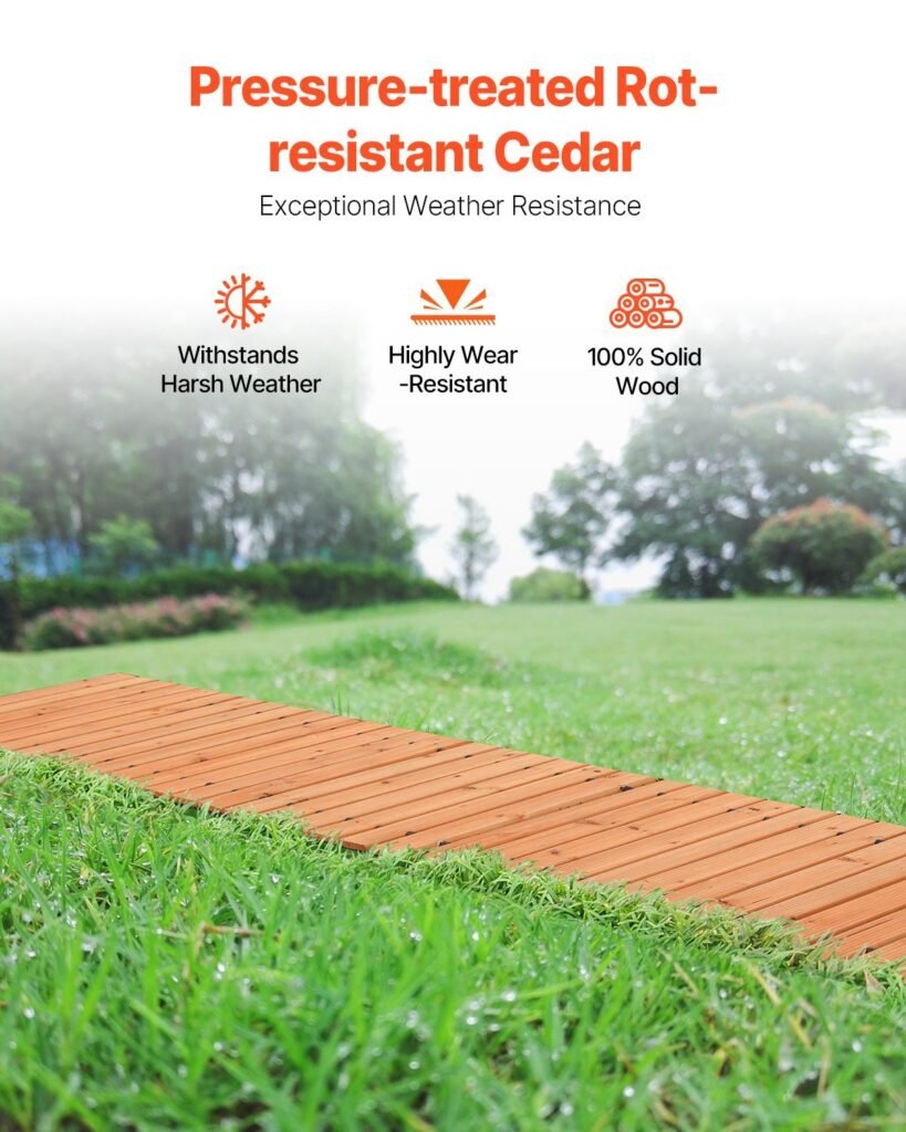12 Ft L X 17 In W Straight Wooden Garden Pathway Roll Out Garden Walkway