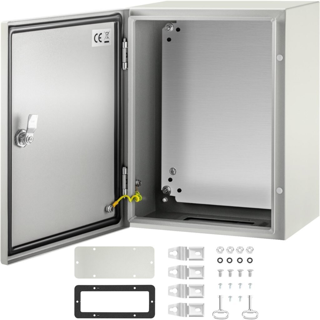 NEMA Steel Enclosure, 16 X 12 X 8'' NEMA 4X Steel Electrical Box, IP66 Waterproof & Dustproof, Outdoor/Indoor Electrical Junction Box, With Mounting Plate