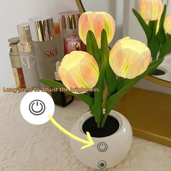 Tulip Lamp - LED Replica Tulip Table Lamp With Flower Vase For Desktop Decoration. Suitable For Home, Living Room, Desktop Decoration, Holiday Gifts, Atmosphere Decoration Lamps. Powered By USB