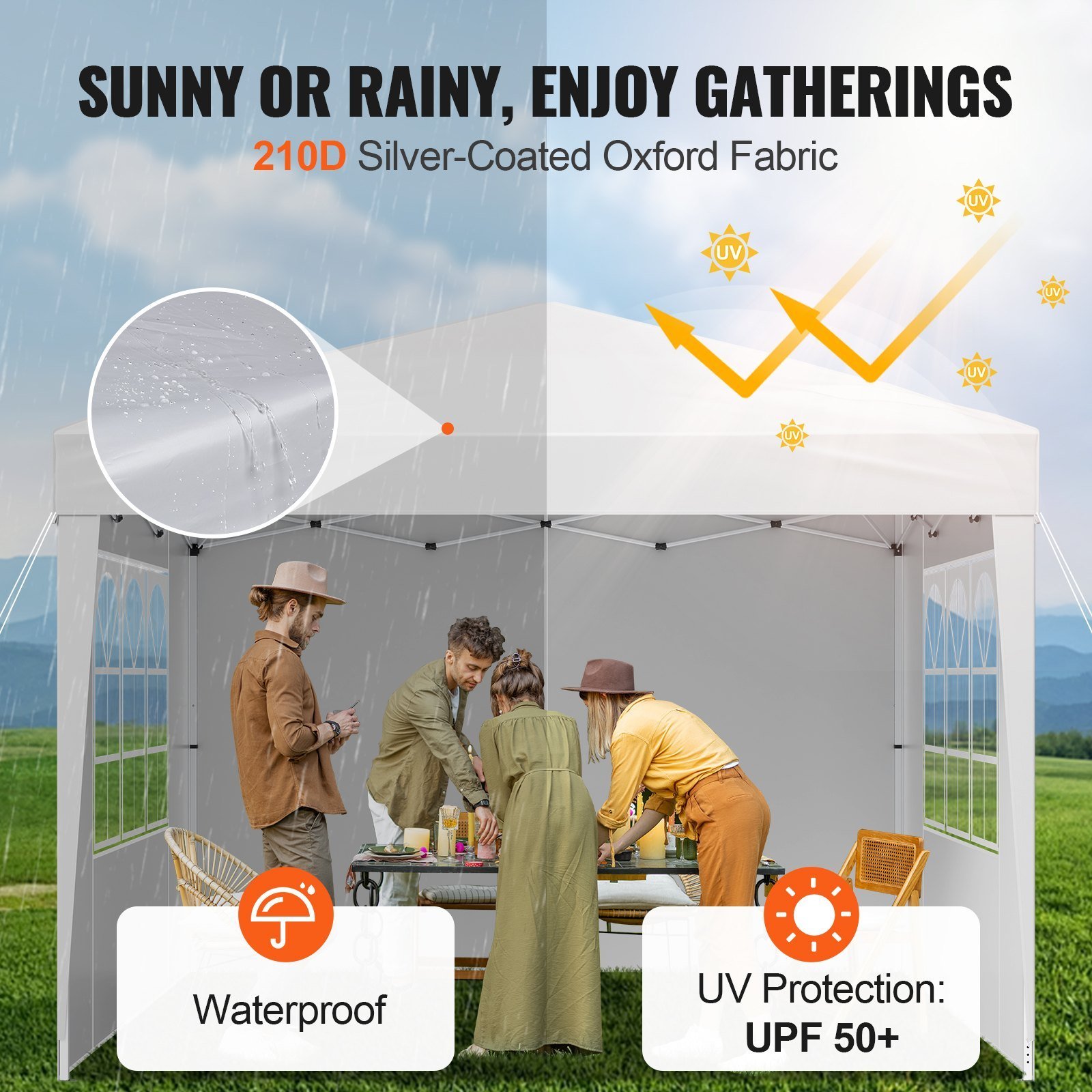 Pop Up Canopy 10 X 10 FT Pop Up Gazebo Tent With 3 Sidewalls & 2 Windows - Image 3