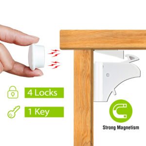 4Pcs Magnetic Cabinet Locks Child Safety Drawer Locks Adhesive Baby Proof Cabinets Latches Kit - Image 1