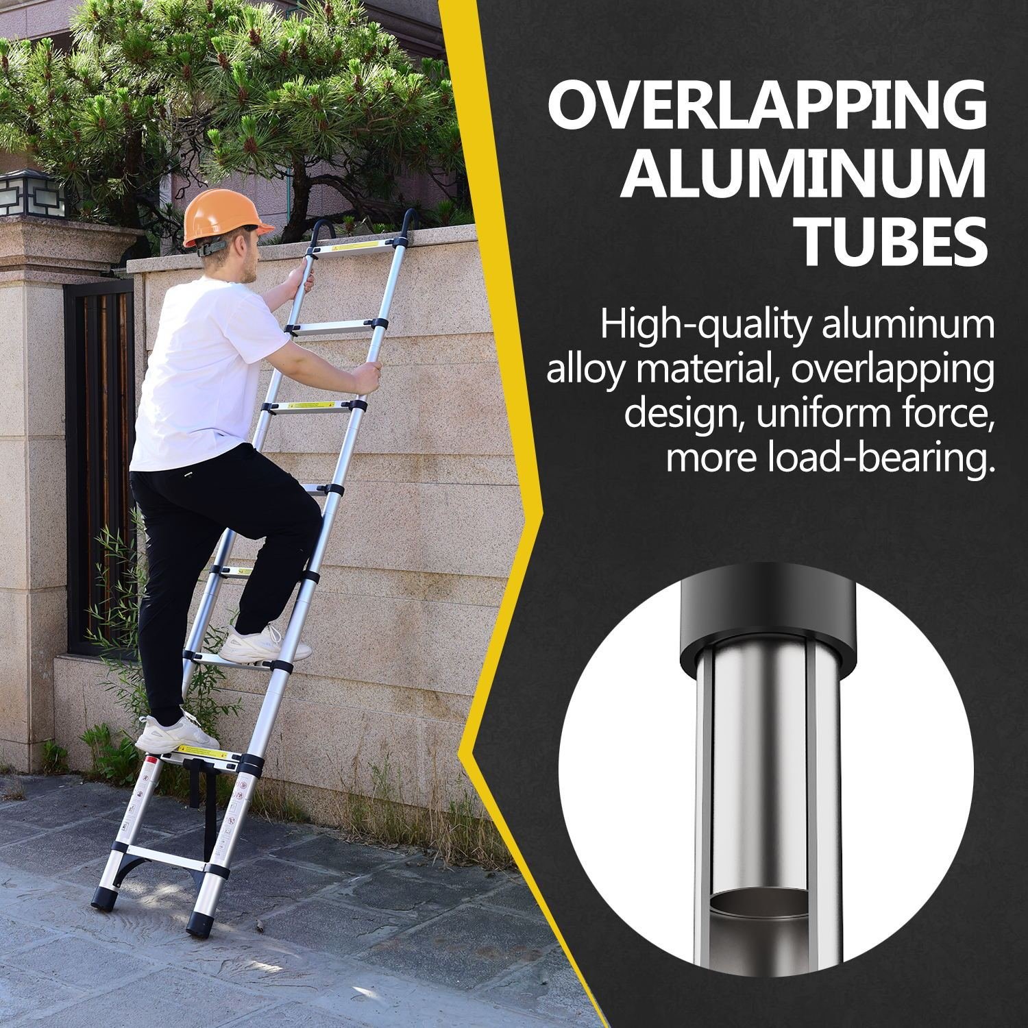8.5FT Telescopic Aluminum Ladder For Home And Outdoor Use - Image 3
