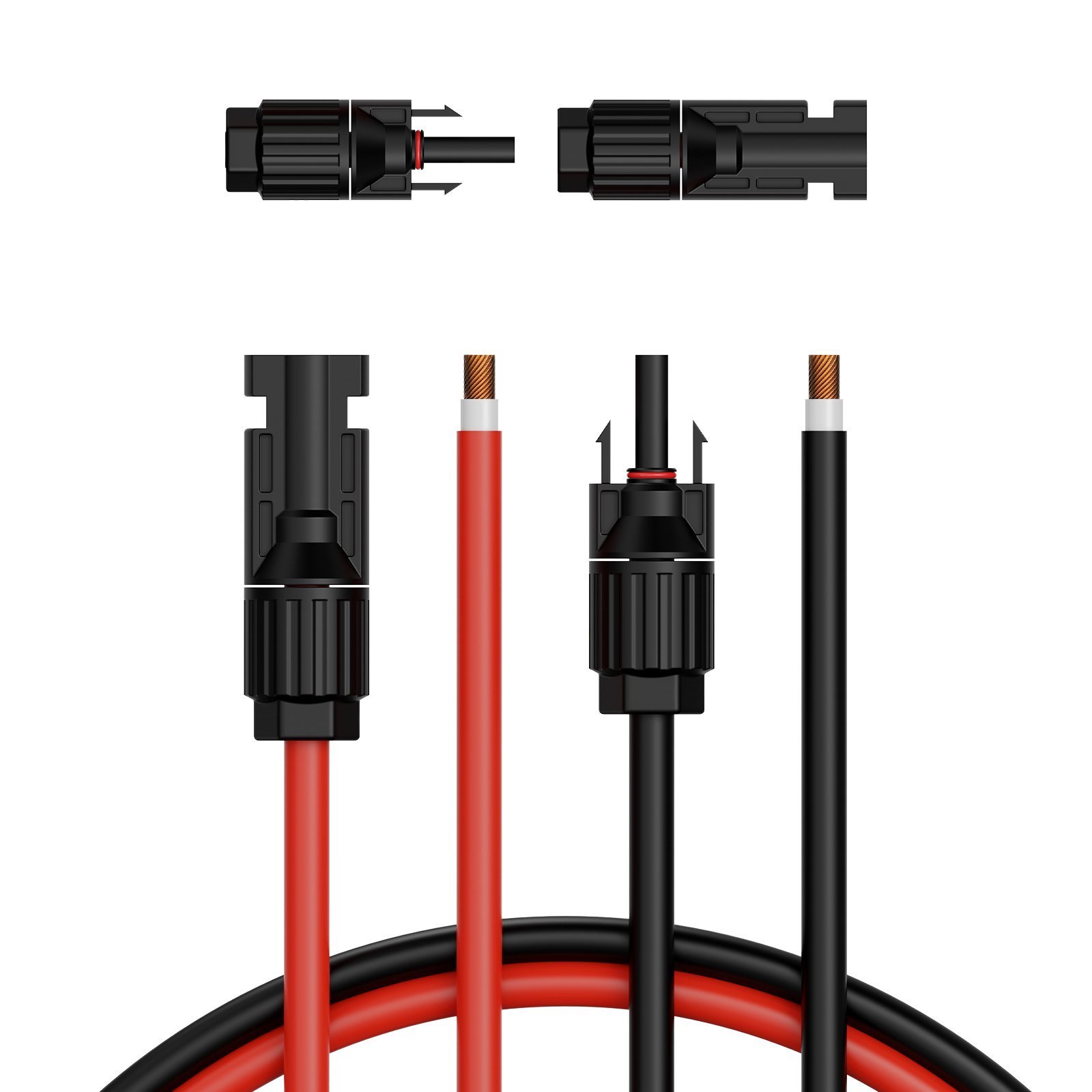 20FT Solar Panel Extension Wire With Female & Male Connectors 10AWG 1 Pair - Image 1