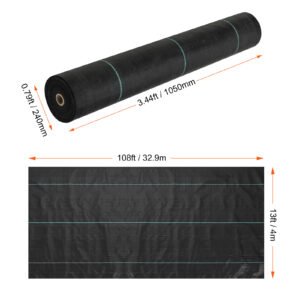 VEVOR 13FTx108FT Premium Heavy Duty Weed Barrier Landscape Fabric, 5OZ Woven Geotextile Fabric Under Gravel, High Permeability For Weed Blocker Weed Mat, Driveway Fabric, Weed Control Garden Cloth - Image 4
