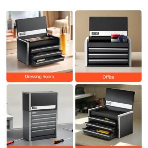 Tool Box 8.6-inch Portable Metal Tool Box With 3 Drawers Tool Organizer Black - Image 3