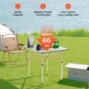 Folding Portable Camping Table Aluminum Outdoor Picnic Roll Up Table Carry Bag - Image 3