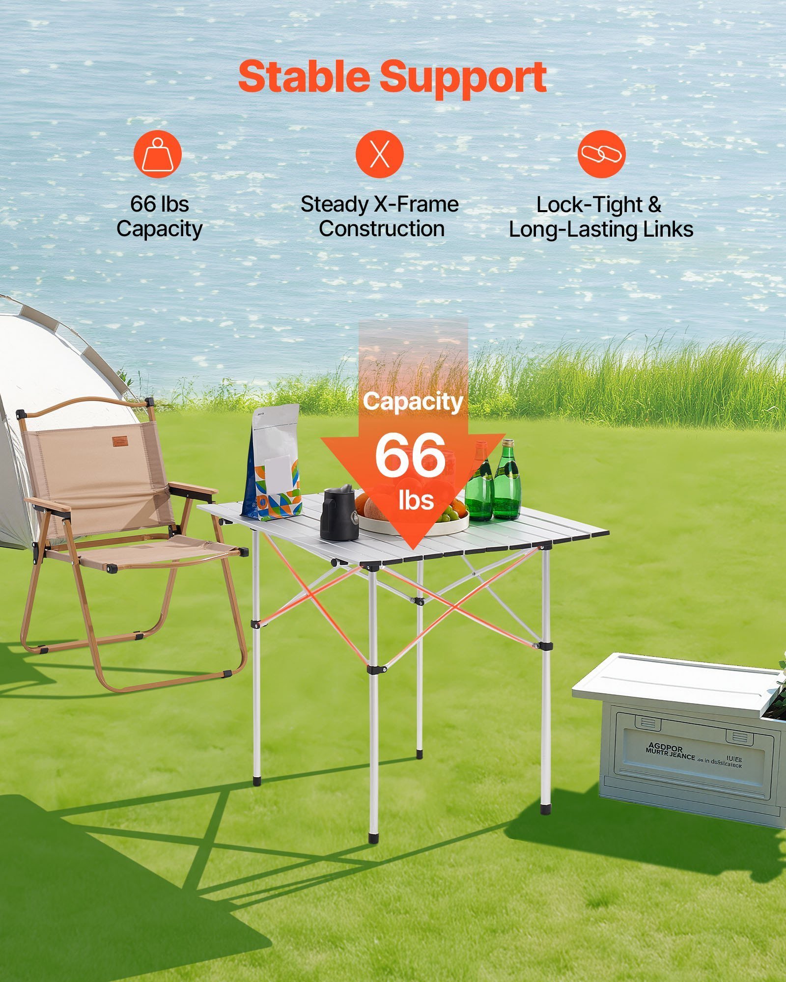 Folding Portable Camping Table Aluminum Outdoor Picnic Roll Up Table Carry Bag - Image 3