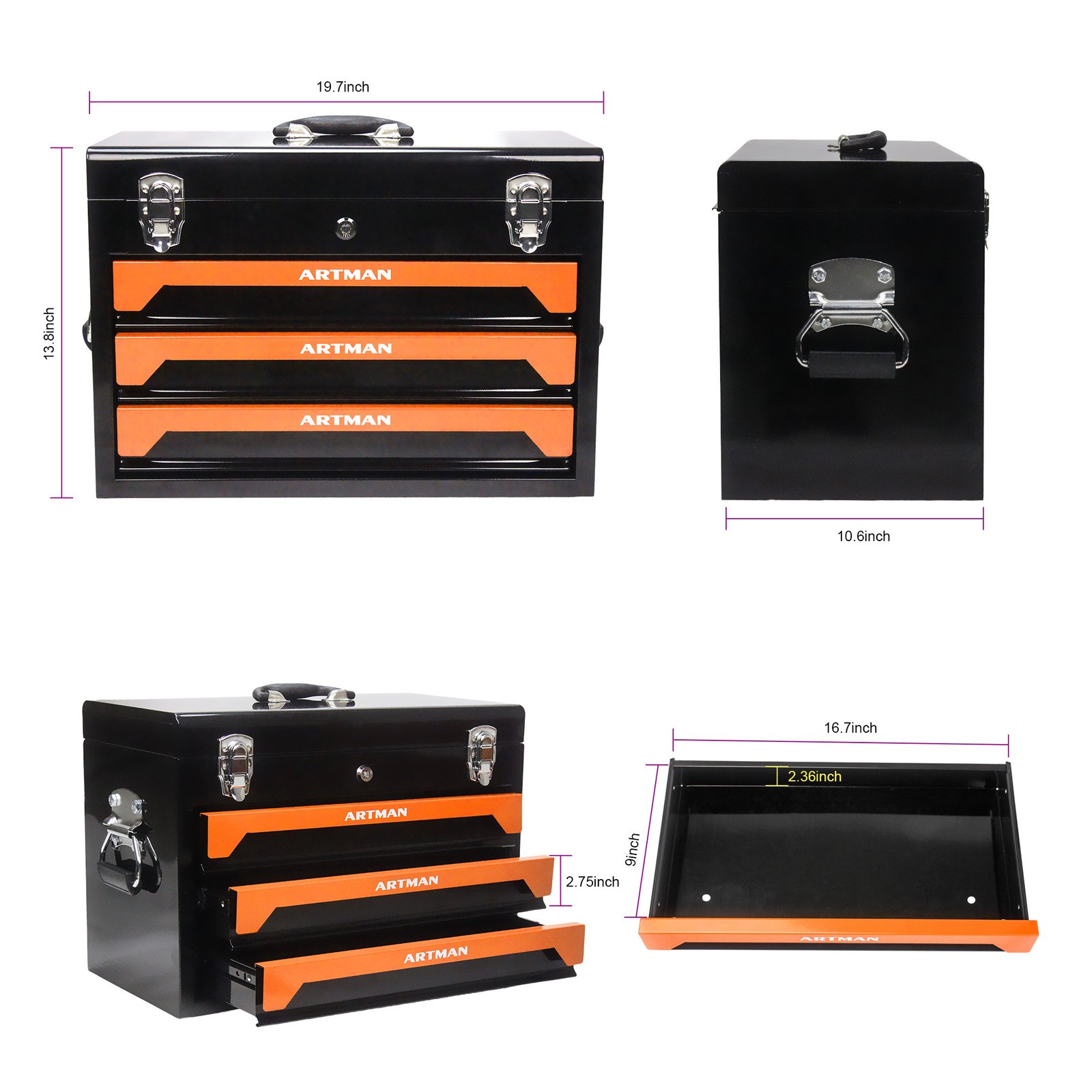 3 Drawer Tool Box With Tool Set - Image 3