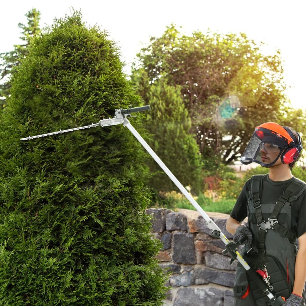 15.7-inch 26CC 2 Cycle Gas Hedge Trimmer, Gas Powered Pole Hedge Trimmer With Dual Sided Dual Action Blade, 270° Adjustable Trimmer Head, Suitable For Trimming Shrubs, Bushes