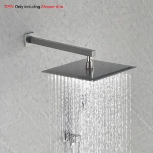 Shower Arm With Flange, 1/2 NPT Tapered Threads, Rain Shower Head Arm, Wall Mount Shower Extension Arm - Image 5