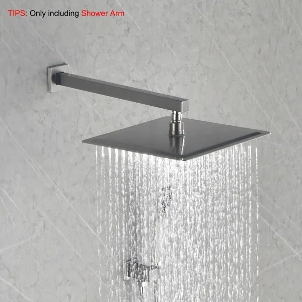 Shower Arm With Flange, 1/2 NPT Tapered Threads, Rain Shower Head Arm, Wall Mount Shower Extension Arm
