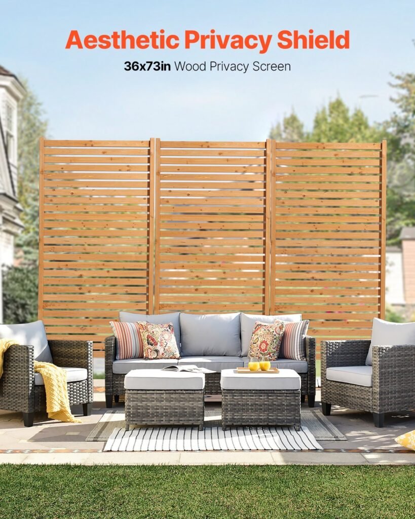 Wooden Privacy Screen 36' X 76' Freestanding Outdoor Privacy Screen For Patio