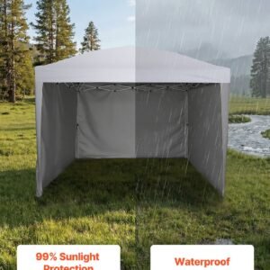 Canopy Sidewalls, Fit For 10 Ft Pop Up Canopy Tent, Tent Side Walls With Waterproof And Sunlight Protection Layer For Outdoor Event Tents, Vendor Booths, Camping, 3 Sidewalls Only, White - Image 3