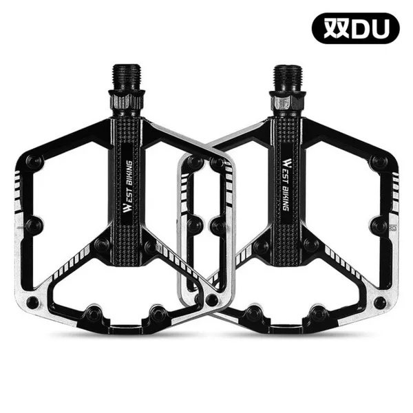 Bicycle Pedals DU Bearing Aluminum MTB Bicycle Pedals Black 9/16 Inch