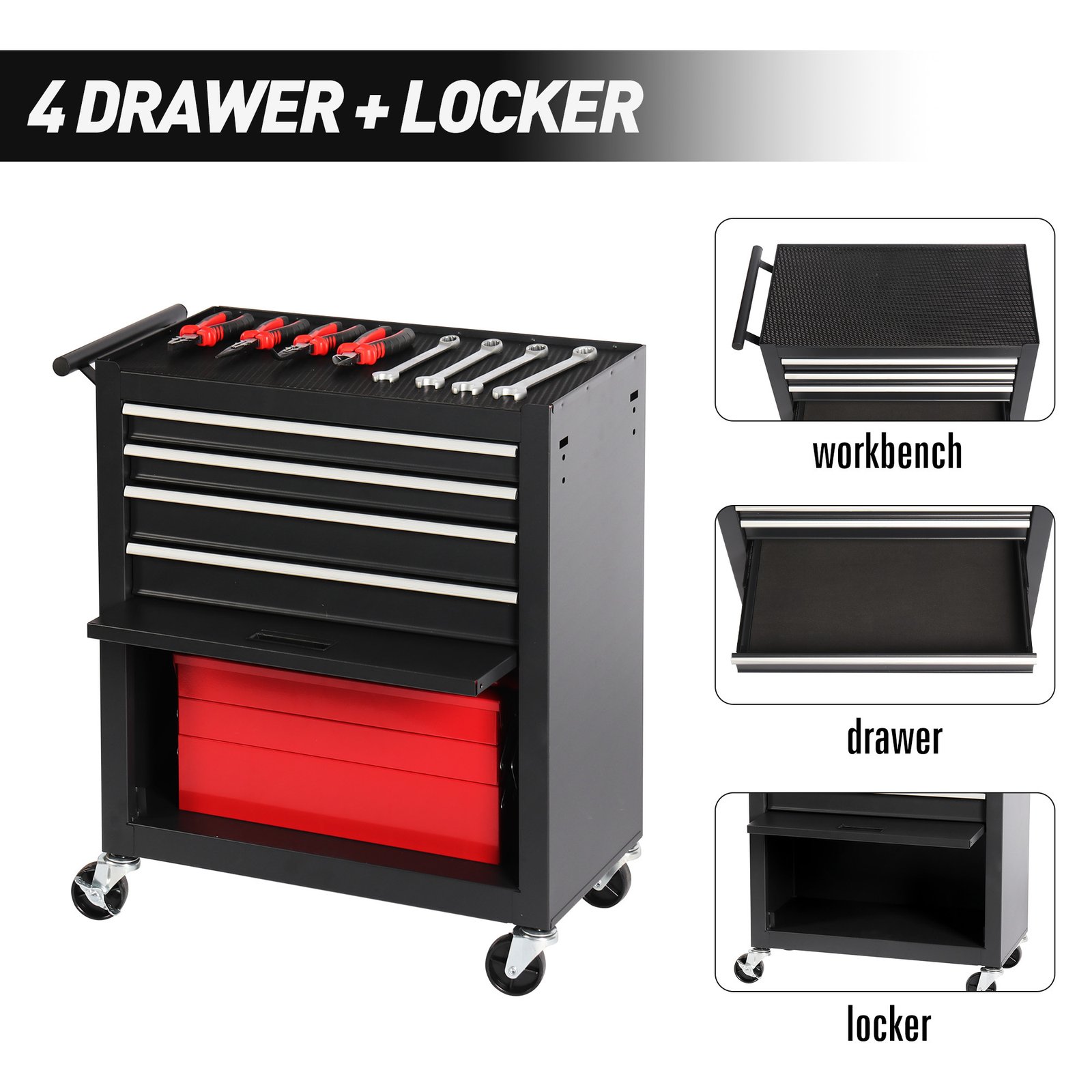 4-drawer Rolling Toolbox With 4-wheel Toolbox With Drawers - Image 2